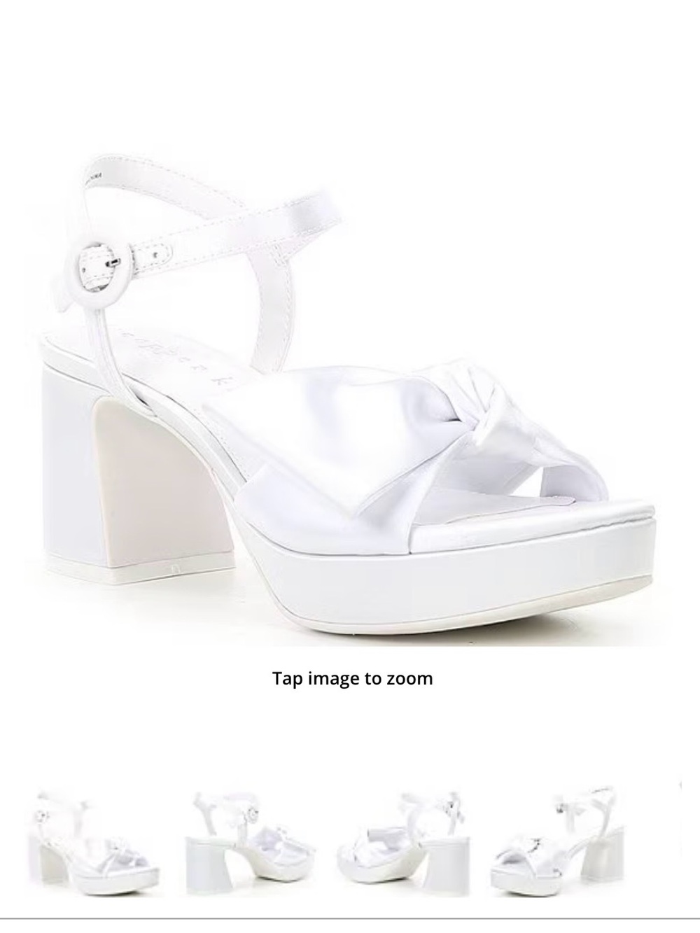 Copper Key White Knotted Platform Block Heel Sandals with Ankle Strap